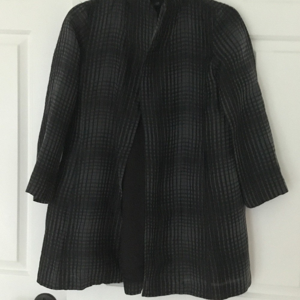 Eileen Fisher Black and Gray Textured Coat